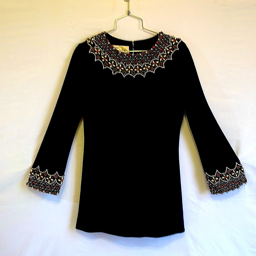 Vintage TERIDOT Wool Beaded Dress - Picture 2 of 16